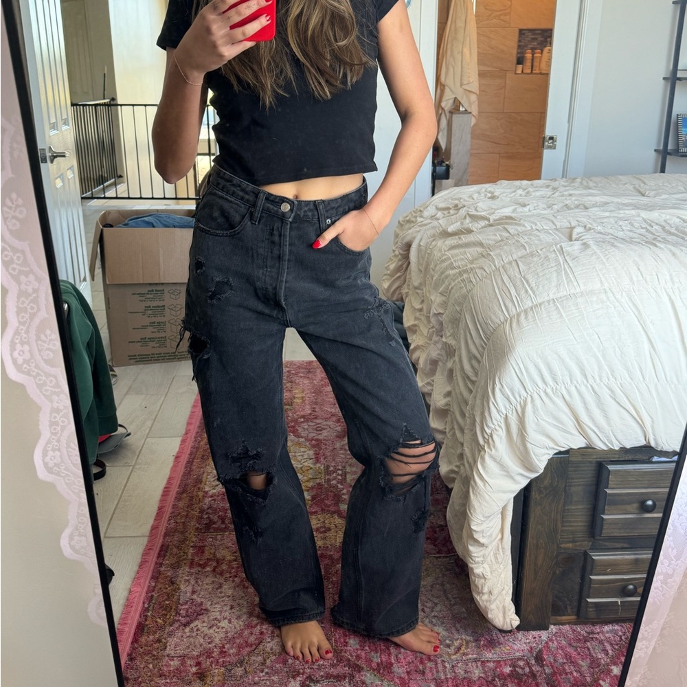 Signature8 distressed high-rise jeans